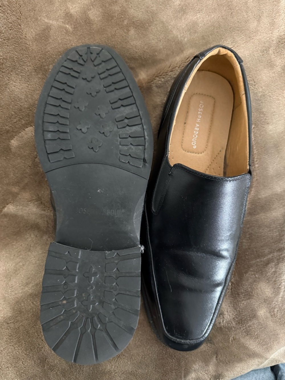 Joseph Abboud Black Leather Slip-On Loafers